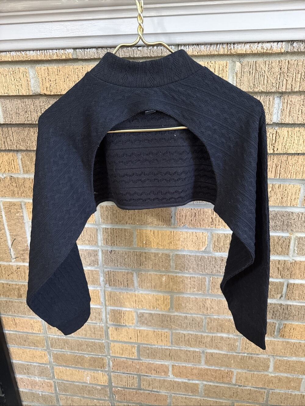 Knot Forever 21 Knit Crop Y2K Shrug Bolero Mock Neck Sweater XS Black Layering